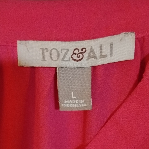 Hot Pink V-Neck Flutter Sleeve Blouse - Picture 2 of 6